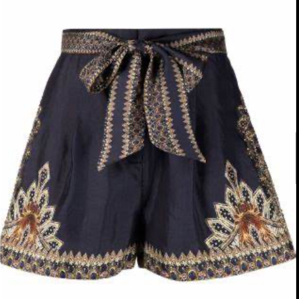 Camilla belted high-waist women’s silk shorts, XS